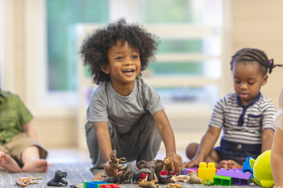 Preschool children playing indoors